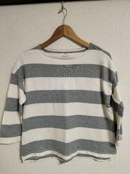 無印良品 Mサイズ ストライプ 五分袖 Tシャツ