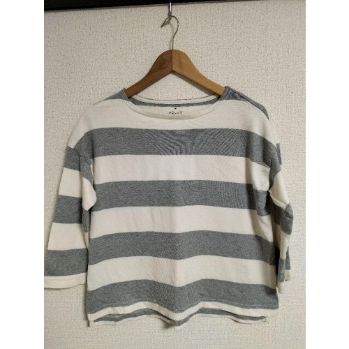 無印良品 Mサイズ ストライプ 五分袖 Tシャツ