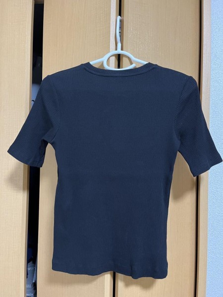 無印良品ストレッチリブ編みクルーネック五分袖Ｔシャツ