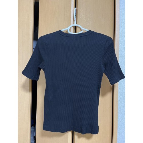 無印良品ストレッチリブ編みクルーネック五分袖Ｔシャツ