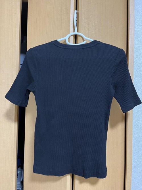無印良品ストレッチリブ編みクルーネック五分袖Ｔシャツ