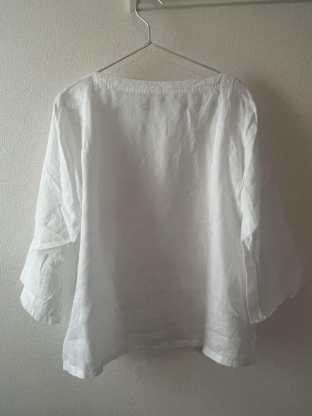 無印良品　リネン七分袖ブラウス白L 美品