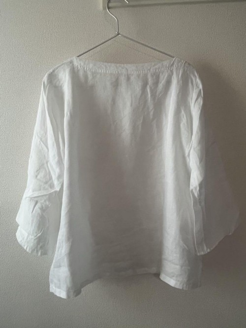 無印良品　リネン七分袖ブラウス白L 美品