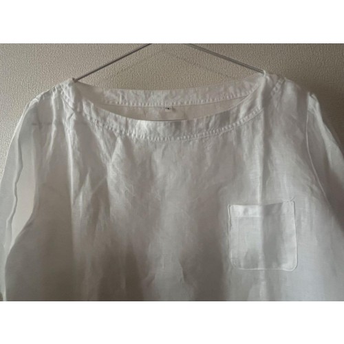 無印良品　リネン七分袖ブラウス白L 美品