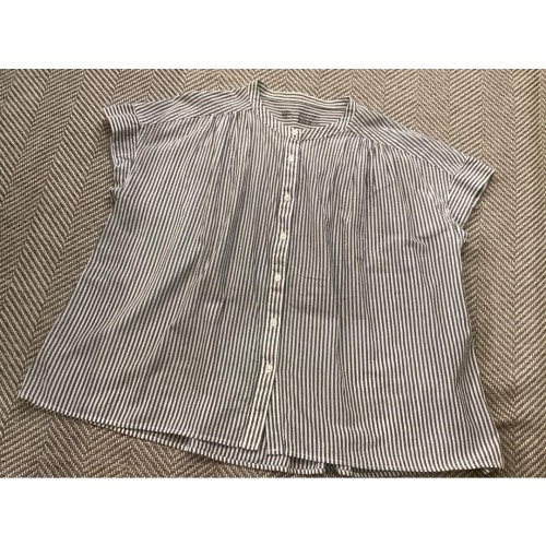 無印良品　フレンチスリーブ　ブラウス　ストライプ　レディース　M〜Lサイズ