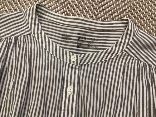 無印良品　フレンチスリーブ　ブラウス　ストライプ　レディース　M〜Lサイズ