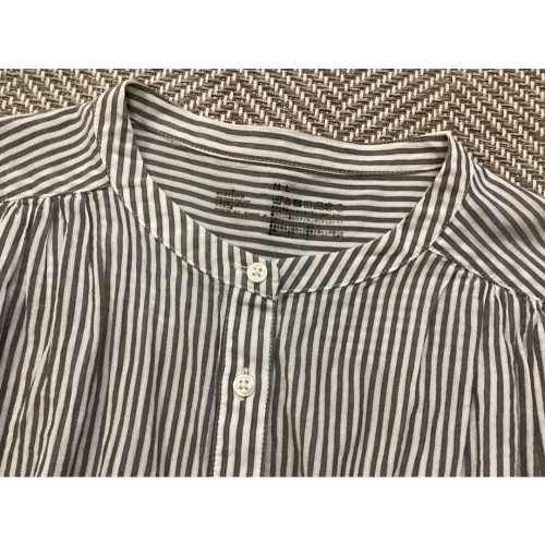 無印良品　フレンチスリーブ　ブラウス　ストライプ　レディース　M〜Lサイズ