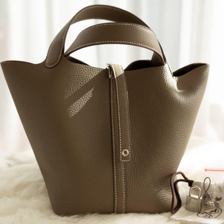 【新品】エルメス　ピコタンロックMM 22 エトゥープ　シルバー　B刻