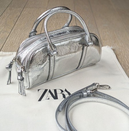 ZARA☆シルバー ハンドバッグ・ショルダーバッグ