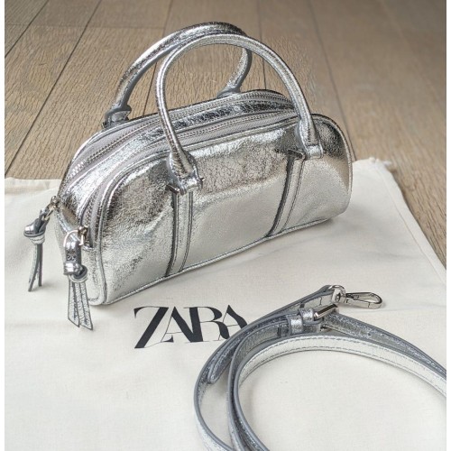 ZARA☆シルバー ハンドバッグ・ショルダーバッグ