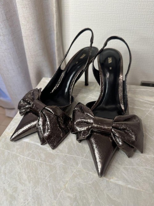 ZARA メタリックブラウン ハイヒール 38