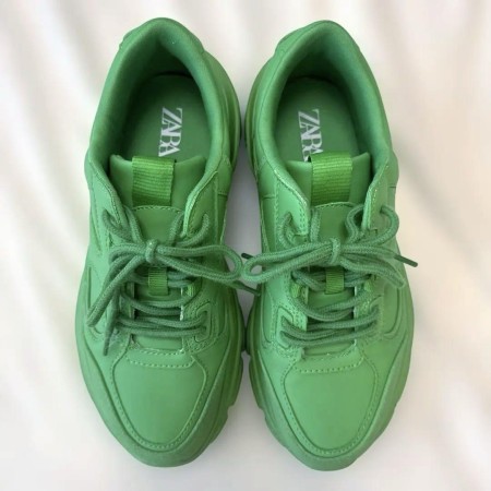 ZARA ザラ グリーン 厚底スニーカー 37 24 美品 緑 黄緑
