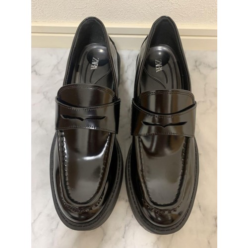 【美品】ZARA ザラ　コインローファー 39 厚底　黒　トラックソール