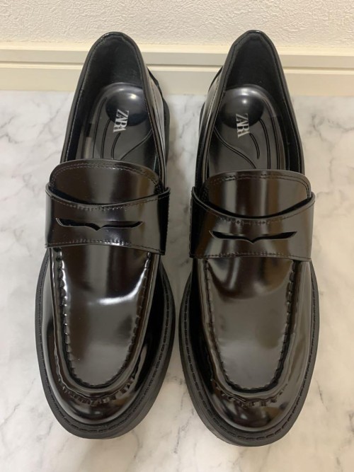 【美品】ZARA ザラ　コインローファー 39 厚底　黒　トラックソール