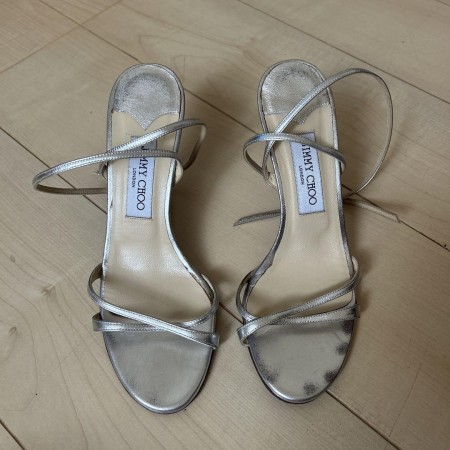 Jimmy Choo シルバー ストラップサンダル 38,5