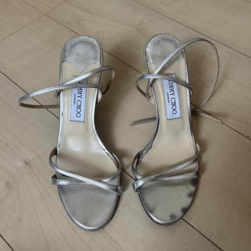 Jimmy Choo シルバー ストラップサンダル 38,5