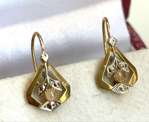 フランス　アンティーク　ジュエリー　ピアス　18k ドルムーズ　ヴィンテージ