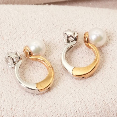 美品 スタージュエリー パール×ホワイトトパーズ イヤリング/24-5832S