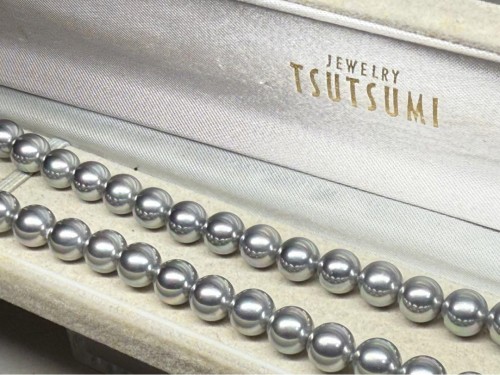 TSUTSUMIシルバーブルーピンク アコヤ真珠8㎜玉パールネックレス