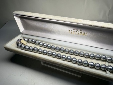 TSUTSUMIシルバーブルーピンク アコヤ真珠8㎜玉パールネックレス