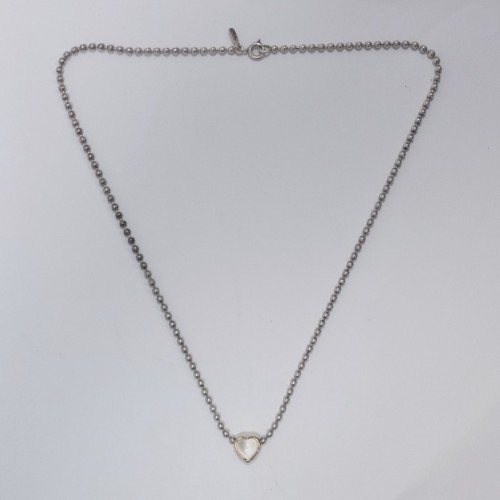 STAR JEWELRY K14 SV925 ハート型トップ ムーンストーン ネックレス コンビ 約40cm 約6.8g スタージュエリー アクセサリー