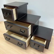 黒ミニ階段箪笥、アンティーク小物家具