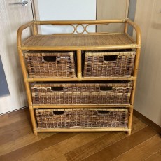 ラタン籐チェスト 家具 3段 タンス　レトロ アンティーク