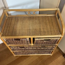 ラタン籐チェスト 家具 3段 タンス　レトロ アンティーク
