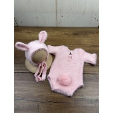 ニューボンフォト 新生児 ベビー服 うさぎ ピンク 衣装 出産 ボディースーツ
