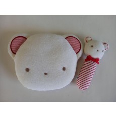 ファミリア☆くまちゃんのマスコット+まくら(クッション)赤　新品　1点限定