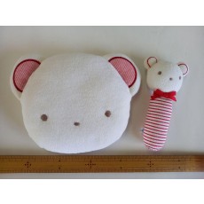 ファミリア☆くまちゃんのマスコット+まくら(クッション)赤　新品　1点限定