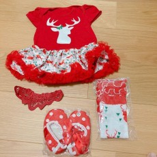 クリスマス衣装 4点セット✨コスプレ 仮装 サンタ ベビーワンピース